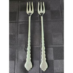 Oneida Community Stainless Set Of 2 Seafood Forks  Burnished Flatware Vintage